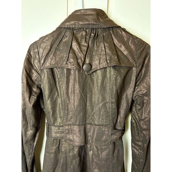 Jolt Brown/Copper Sparkle Trench/Lined/Button Up/Belt Coat-Med. - Picture 2 of 6